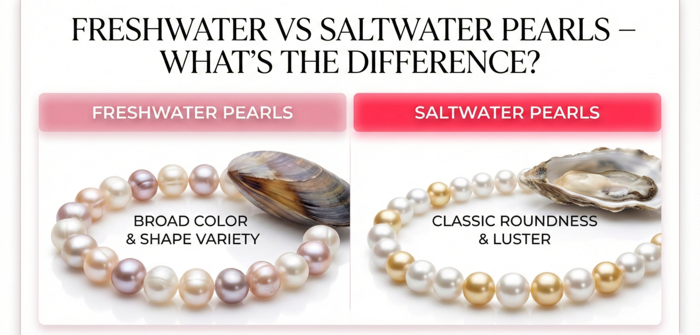 Freshwater vs saltwater pearls explained in detail. Compare quality, price, durability, and uses to choose the right pearl for jewelry and wholesale buying.