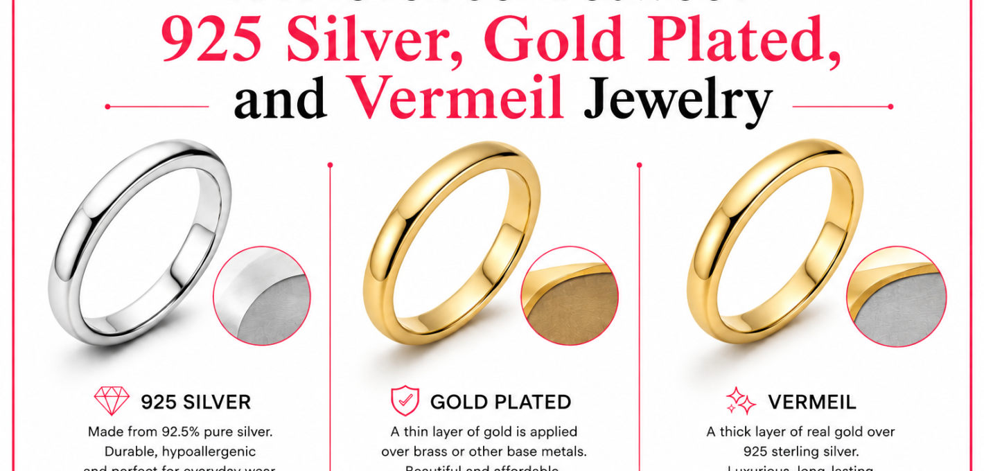 Difference Between 925 Silver, Gold Plated, and Vermeil Jewelry