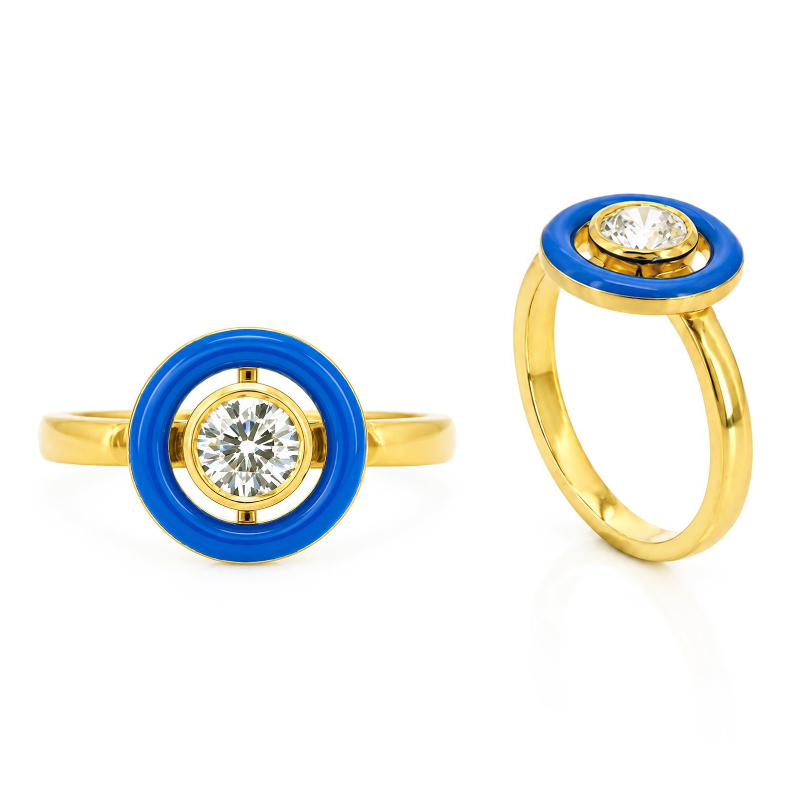 Turquoise Enamel Bezel Band Ring