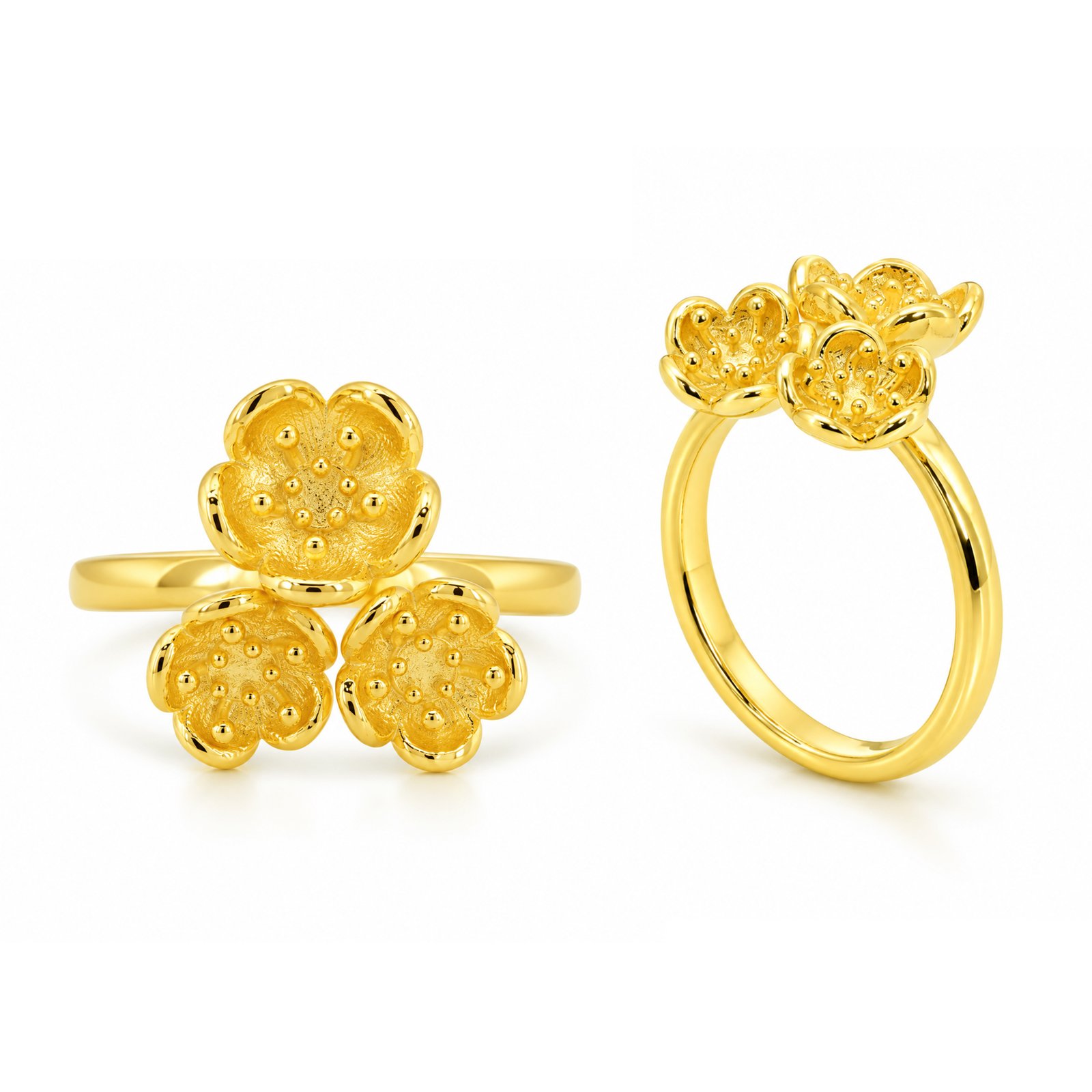 Triple Blossom Floral Ring