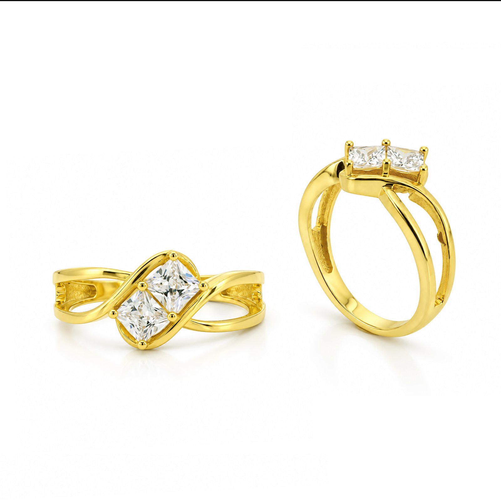 Princess Cut Infinity Twist Ring