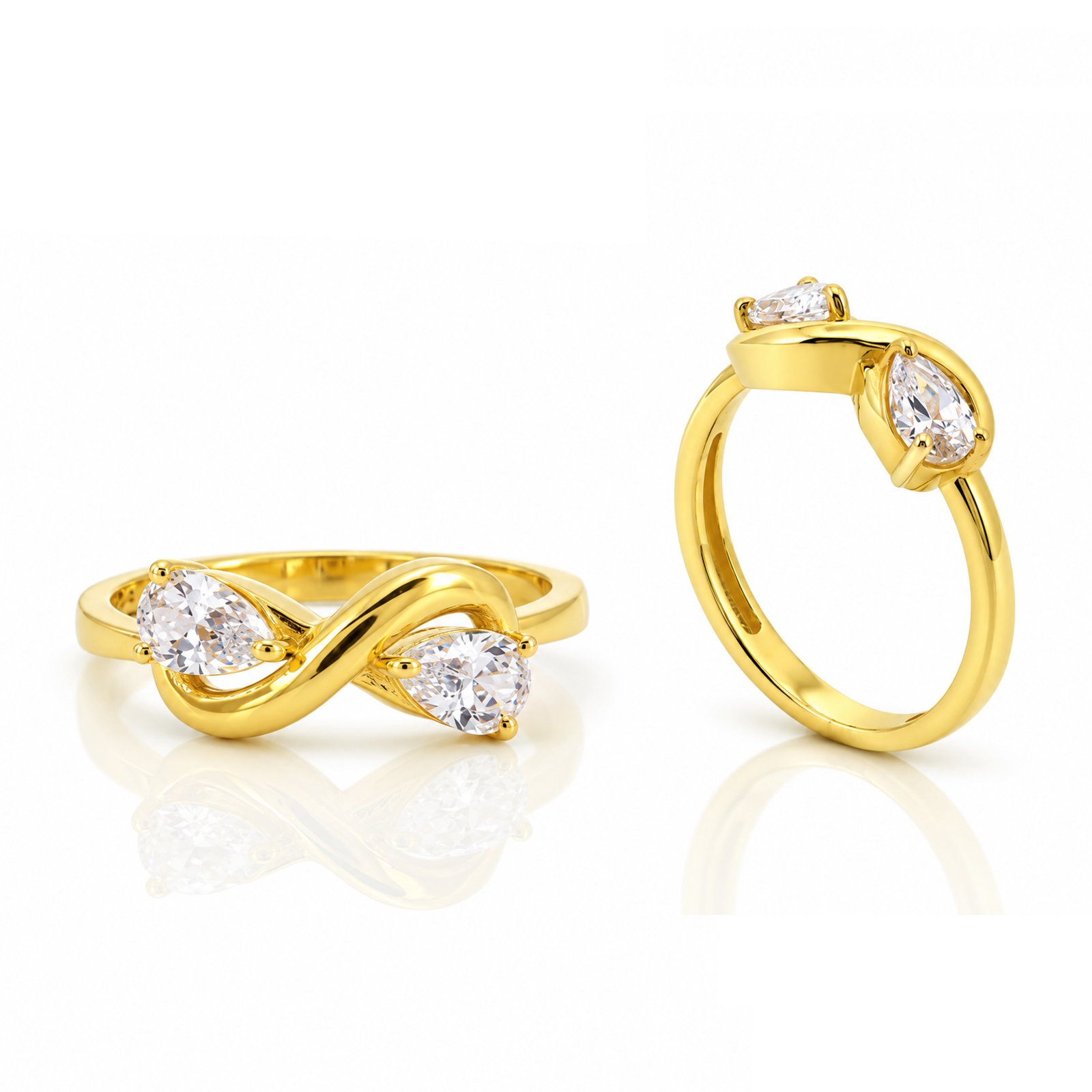 Two Stone Pear Infinity Ring