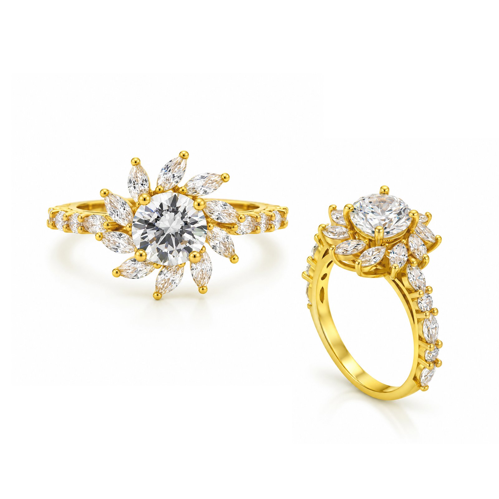 Floral Marquise Cluster Ring