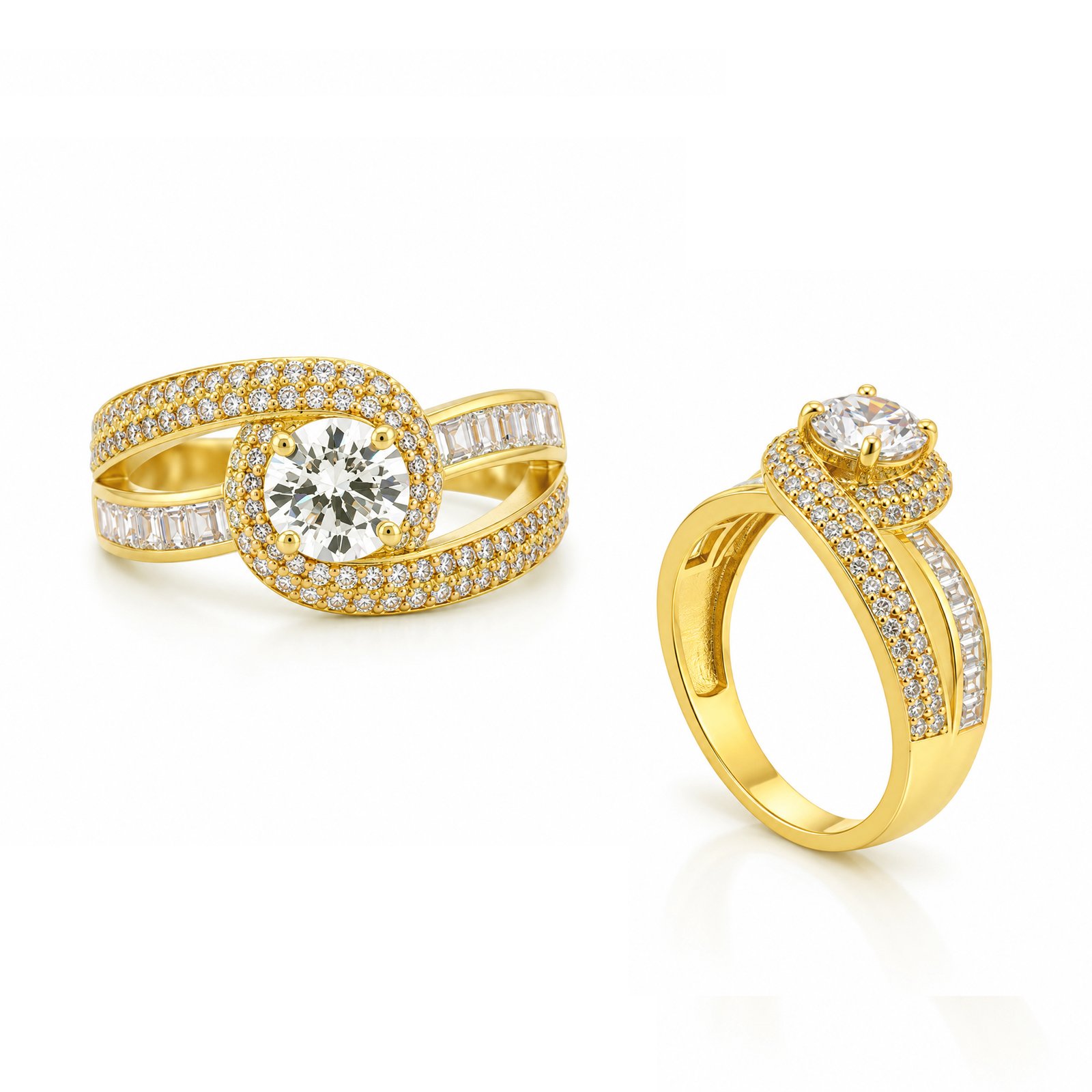 Crossover Pavé Halo Ring