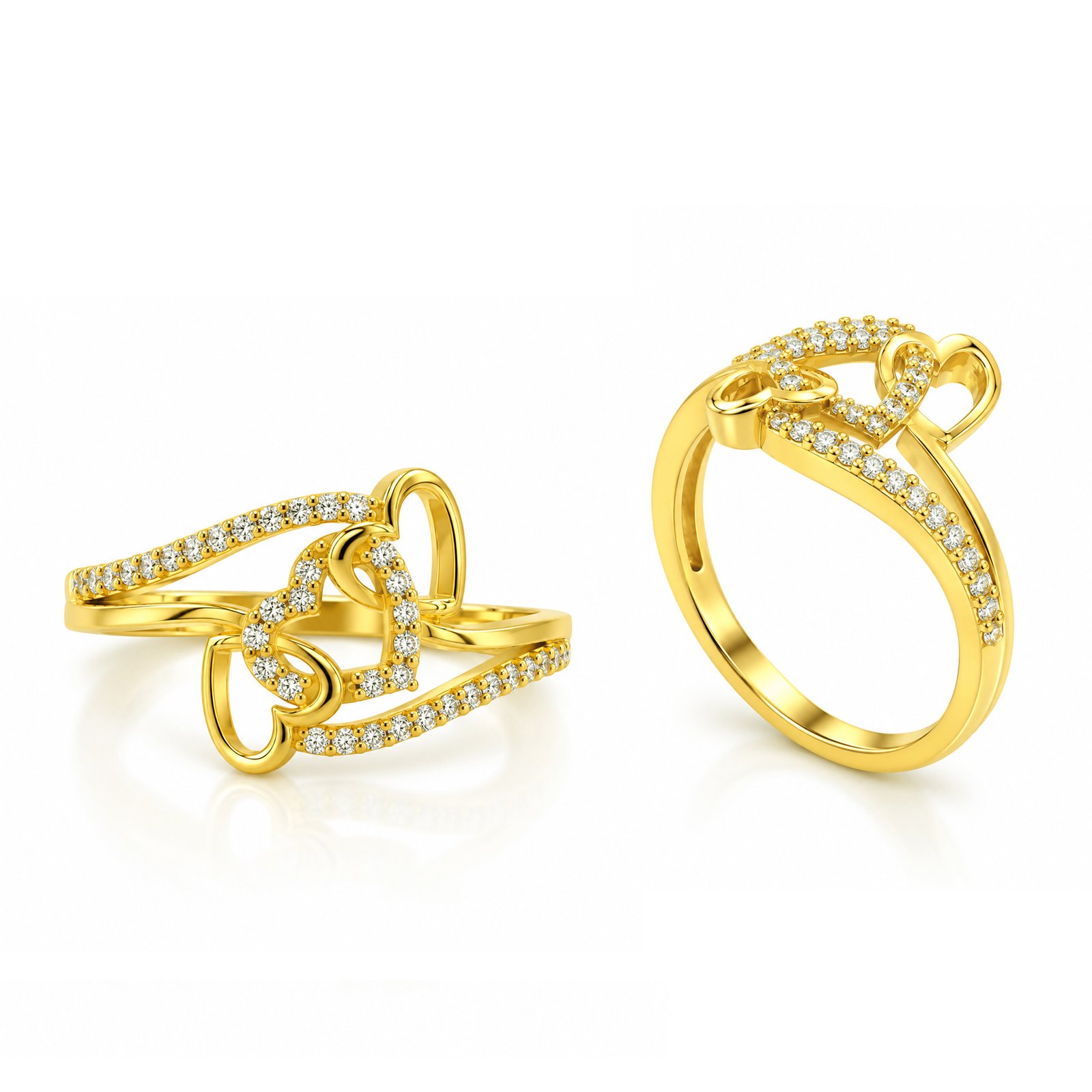 Interlocking Heart Pavé Ring