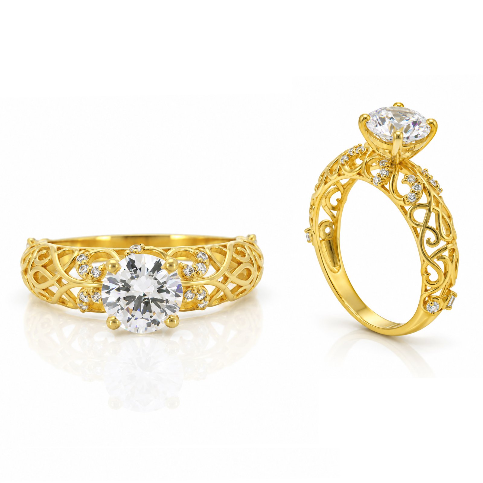 Vintage Filigree Solitaire Ring