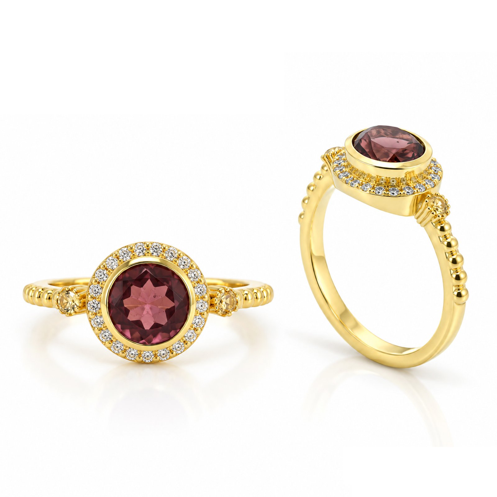 Garnet Halo Ring
